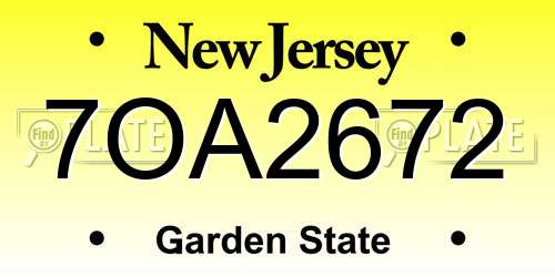 7OA2672 New Jersey License Plate