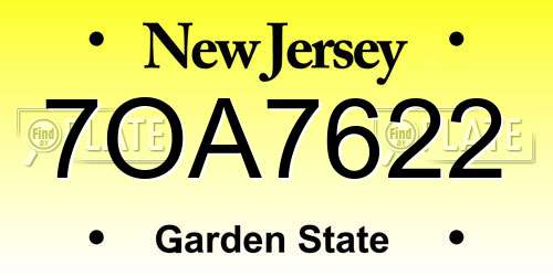 7OA7622 New Jersey License Plate