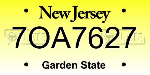 7OA7627 New Jersey License Plate