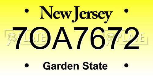 7OA7672 New Jersey License Plate