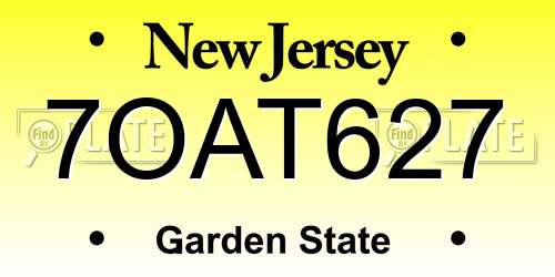 7OAT627 New Jersey License Plate