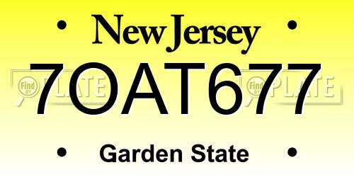 7OAT677 New Jersey License Plate