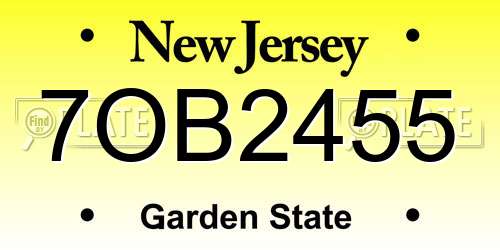 7OB2455 New Jersey License Plate