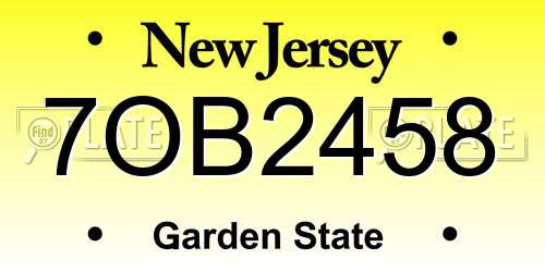 7OB2458 New Jersey License Plate