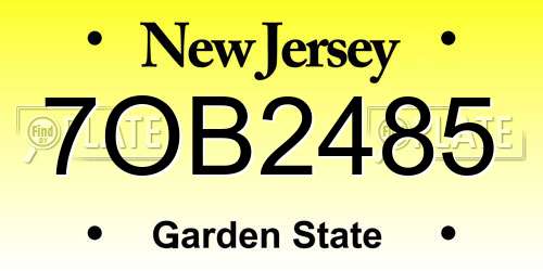 7OB2485 New Jersey License Plate