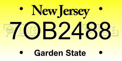 7OB2488 New Jersey License Plate