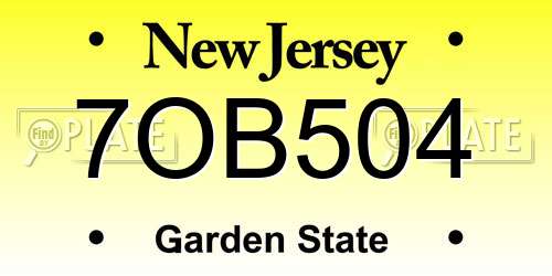 7OB504 New Jersey License Plate