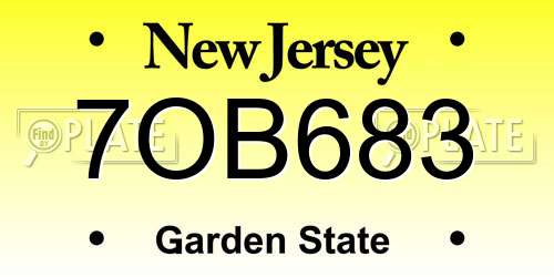 7OB683 New Jersey License Plate