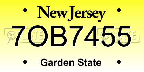 7OB7455 New Jersey License Plate