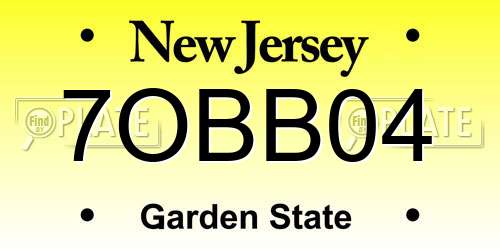 7OBB04 New Jersey License Plate