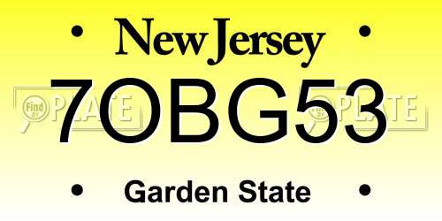 7OBG53 New Jersey License Plate