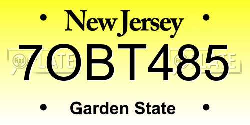 7OBT485 New Jersey License Plate