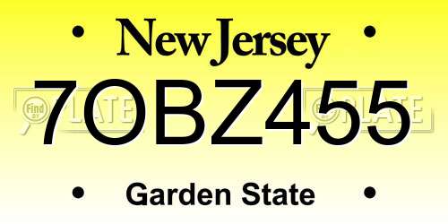 7OBZ455 New Jersey License Plate