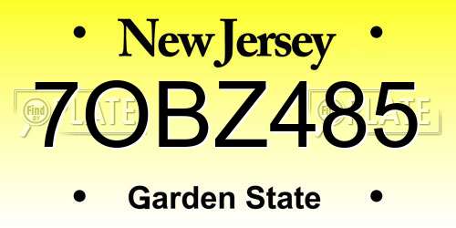 7OBZ485 New Jersey License Plate