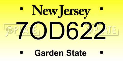 7OD622 New Jersey License Plate