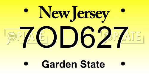 7OD627 New Jersey License Plate