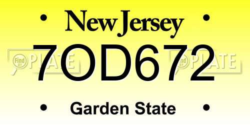 7OD672 New Jersey License Plate