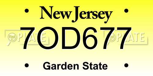 7OD677 New Jersey License Plate