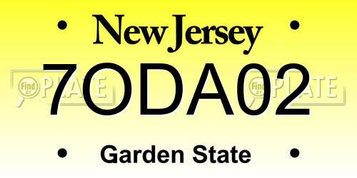 7ODA02 New Jersey License Plate
