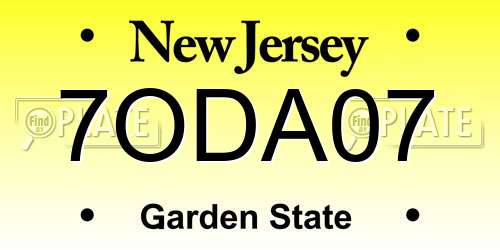 7ODA07 New Jersey License Plate