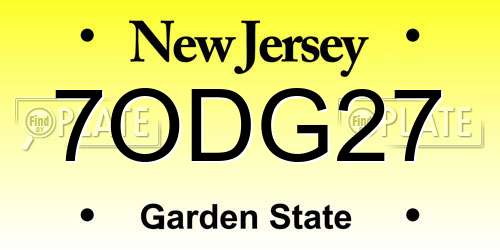 7ODG27 New Jersey License Plate