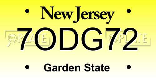 7ODG72 New Jersey License Plate