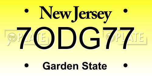 7ODG77 New Jersey License Plate