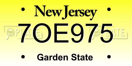 7OE975 New Jersey License Plate