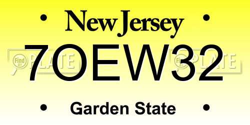 7OEW32 New Jersey License Plate