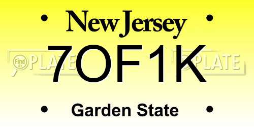 7OF1K New Jersey License Plate