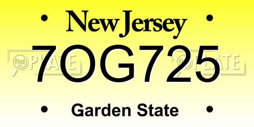 7OG725 New Jersey License Plate