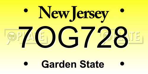 7OG728 New Jersey License Plate