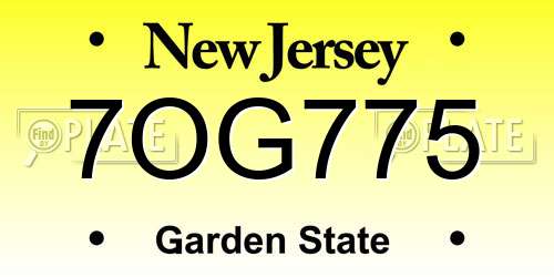 7OG775 New Jersey License Plate