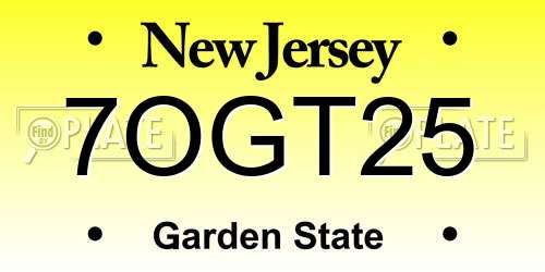 7OGT25 New Jersey License Plate