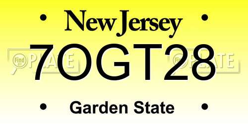 7OGT28 New Jersey License Plate