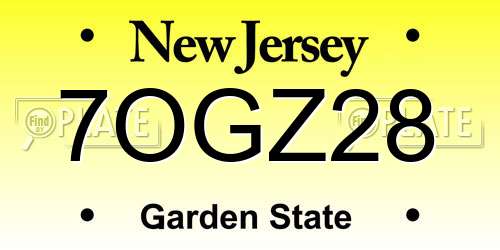 7OGZ28 New Jersey License Plate