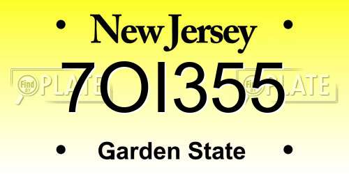 7OI355 New Jersey License Plate
