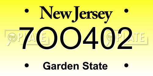 7OO402 New Jersey License Plate