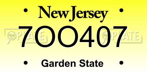 7OO407 New Jersey License Plate