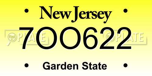 7OO622 New Jersey License Plate
