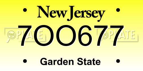 7OO677 New Jersey License Plate