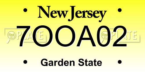 7OOA02 New Jersey License Plate