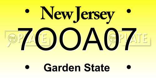 7OOA07 New Jersey License Plate