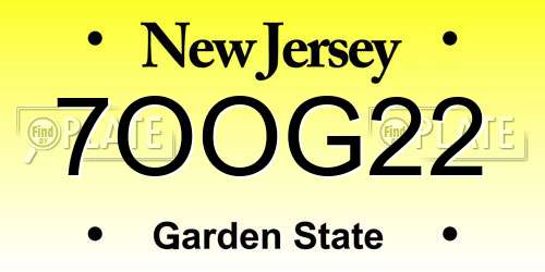 7OOG22 New Jersey License Plate