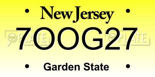 7OOG27 New Jersey License Plate