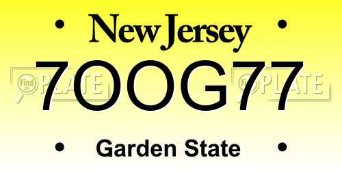 7OOG77 New Jersey License Plate
