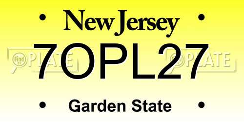 7OPL27 New Jersey License Plate