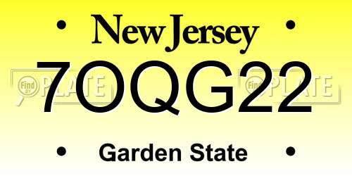 7OQG22 New Jersey License Plate