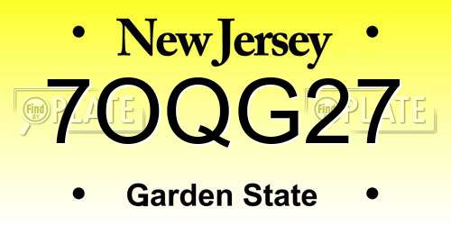 7OQG27 New Jersey License Plate