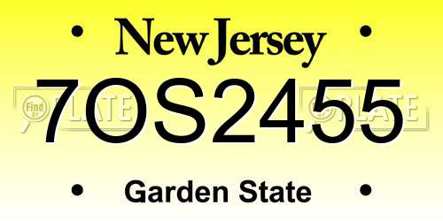 7OS2455 New Jersey License Plate